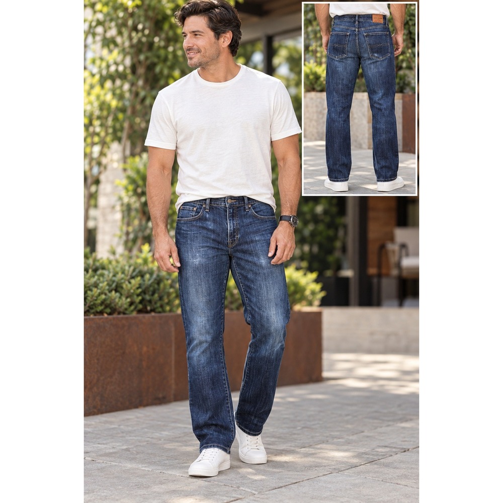 Lucky Brand 221 Straight Jeans Mens 35/30 Dark Wash Coolmax Stretch Denim
